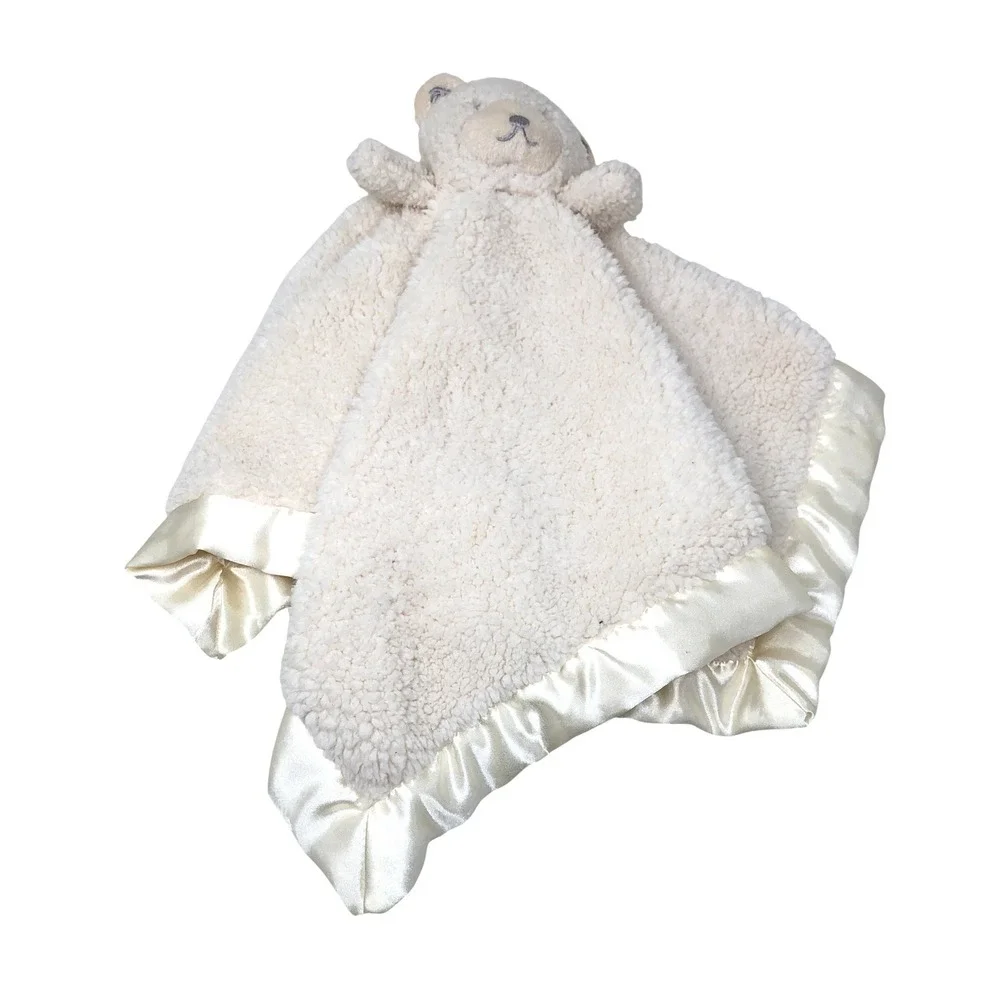 Katie‎ Little for Kids Line Deluxe Security Blanket Cream Bear Satin Trim 17x17